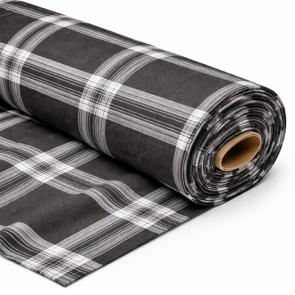 Black and White Plaid Woven Fabric